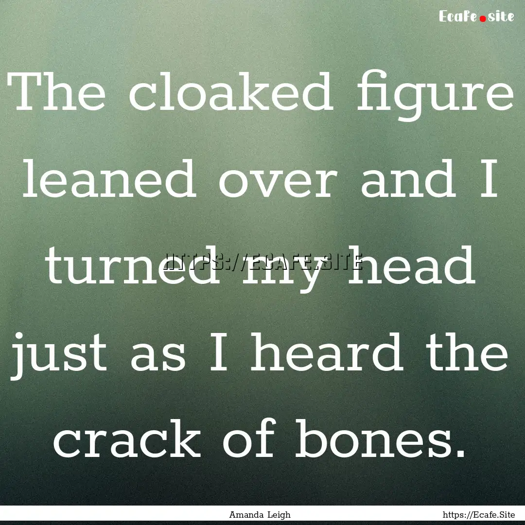 The cloaked figure leaned over and I turned.... : Quote by Amanda Leigh