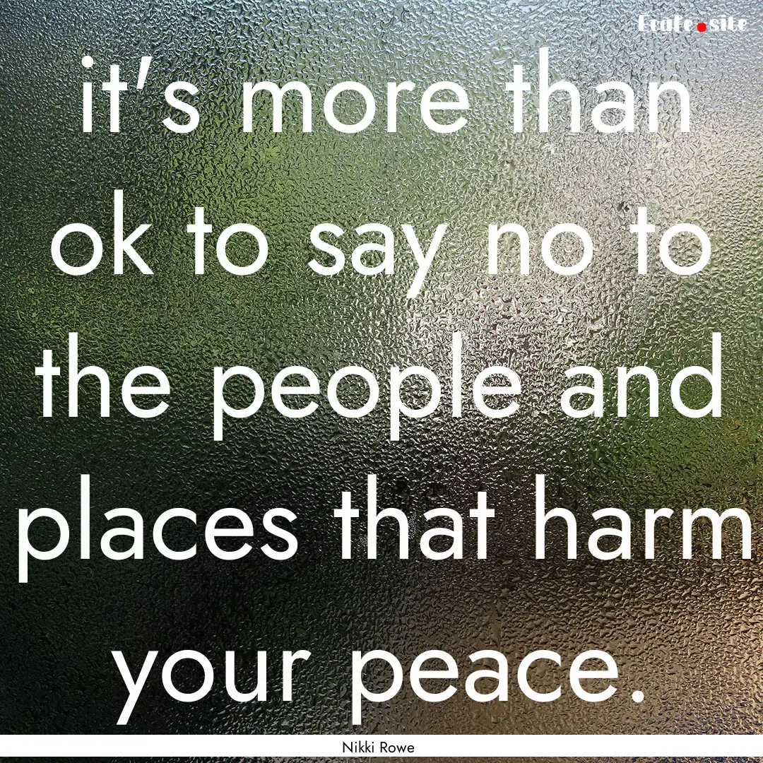 it's more than ok to say no to the people.... : Quote by Nikki Rowe