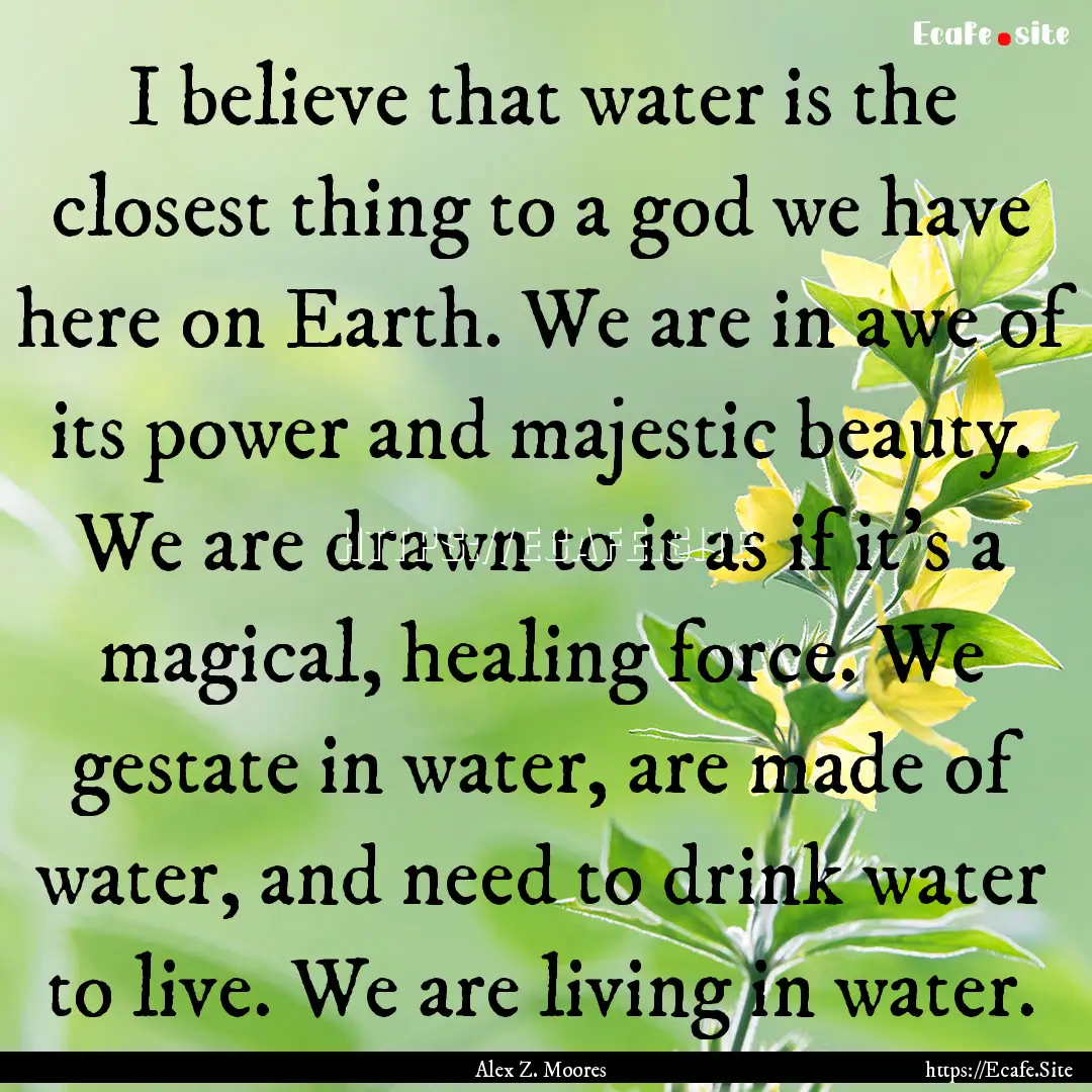 I believe that water is the closest thing.... : Quote by Alex Z. Moores