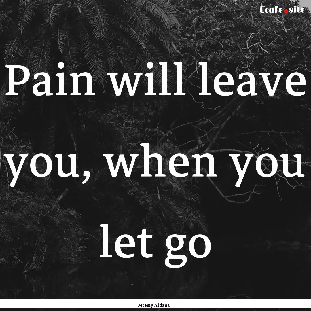 Pain will leave you, when you let go : Quote by Jeremy Aldana