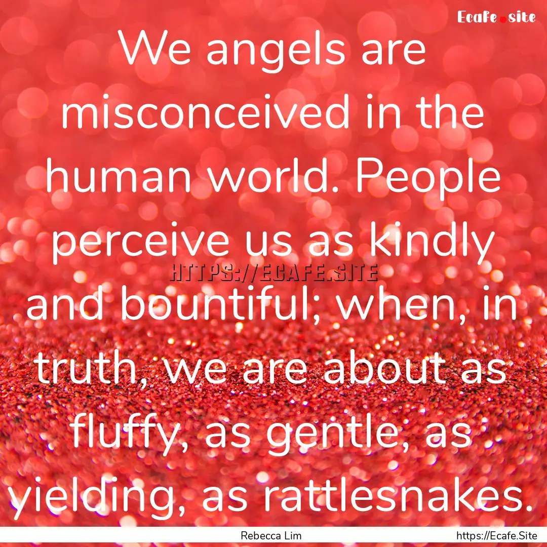 We angels are misconceived in the human world..... : Quote by Rebecca Lim