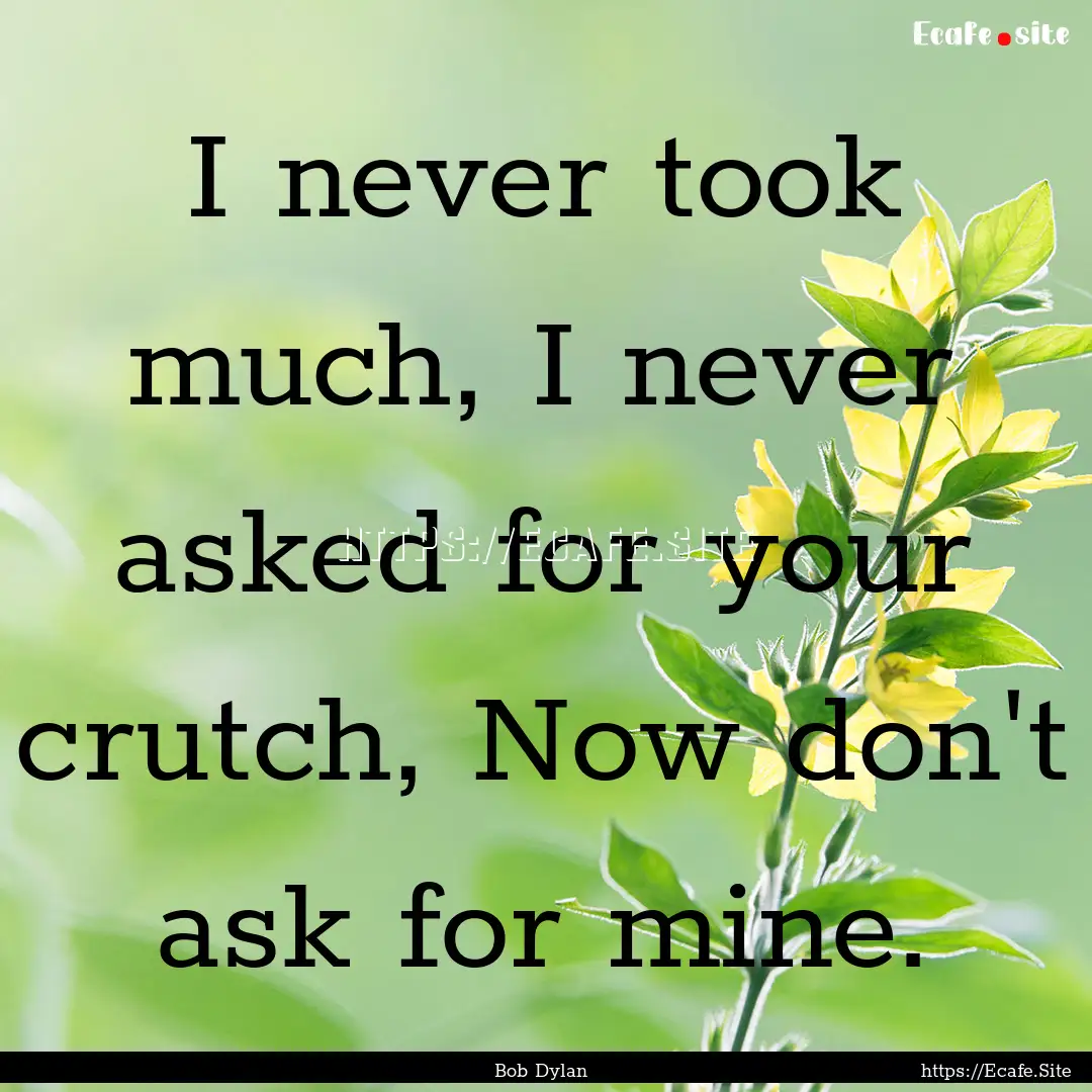 I never took much, I never asked for your.... : Quote by Bob Dylan