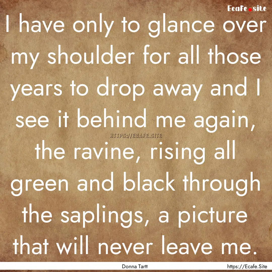 I have only to glance over my shoulder for.... : Quote by Donna Tartt