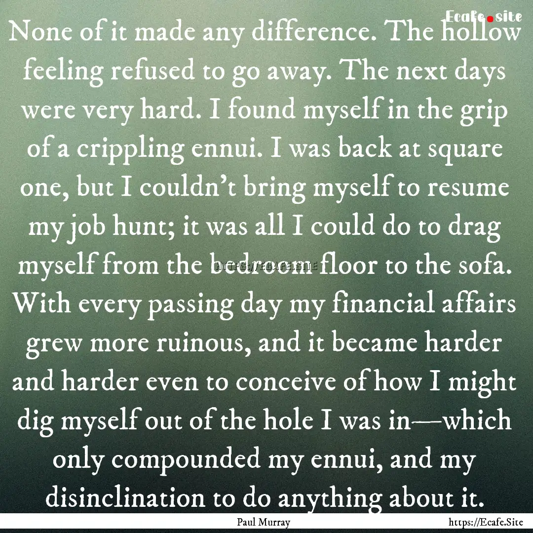 None of it made any difference. The hollow.... : Quote by Paul Murray