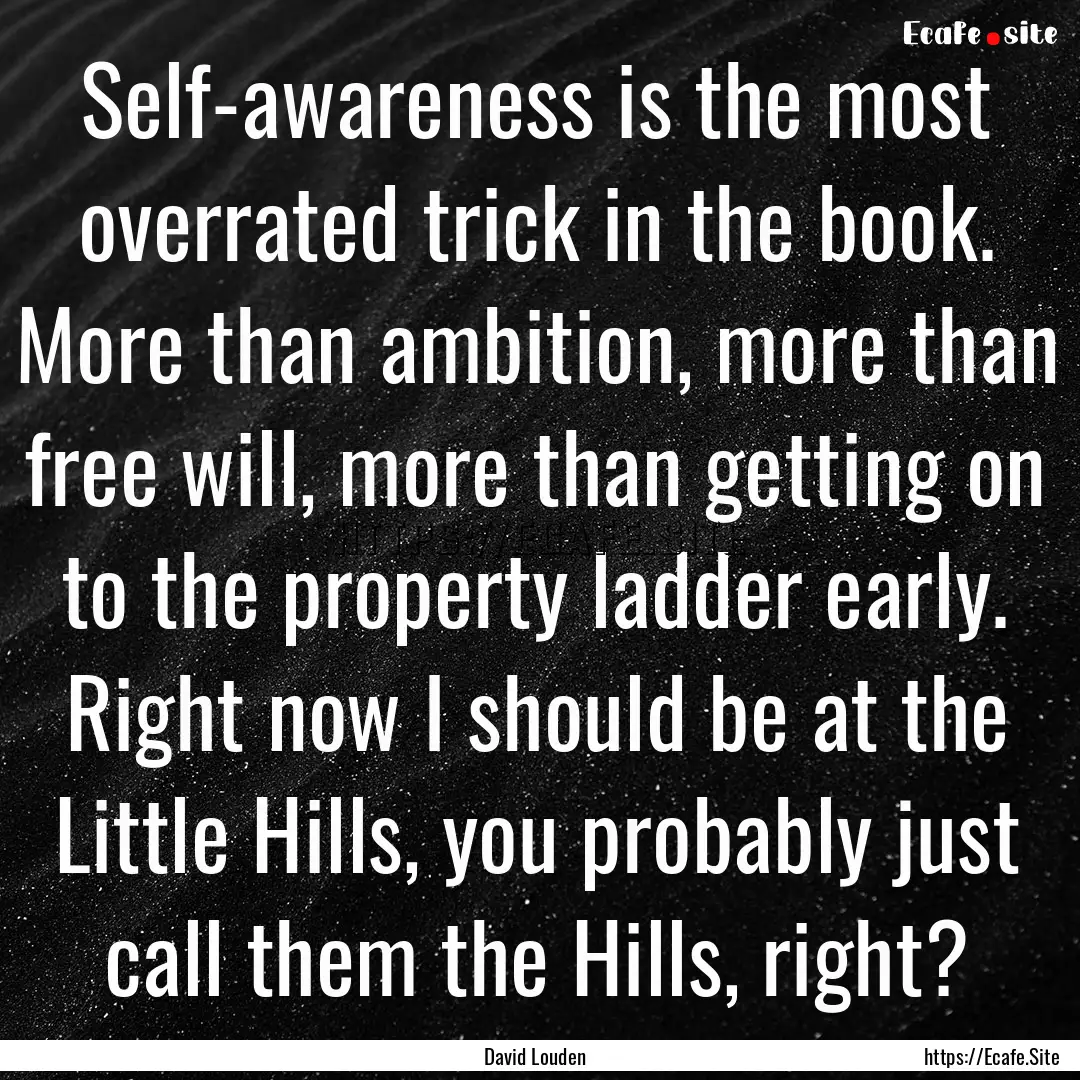 Self-awareness is the most overrated trick.... : Quote by David Louden