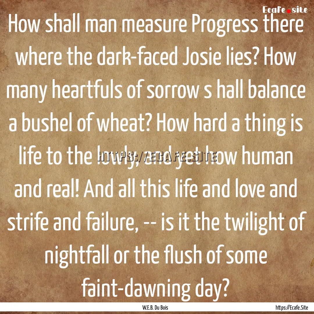 How shall man measure Progress there where.... : Quote by W.E.B. Du Bois