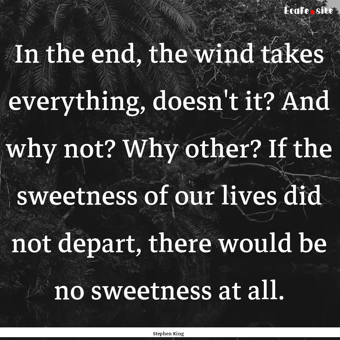 In the end, the wind takes everything, doesn't.... : Quote by Stephen King