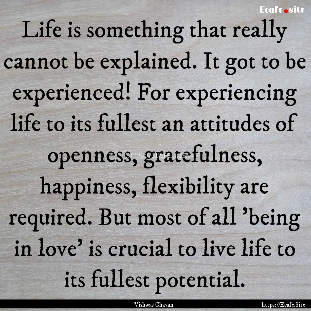 Life is something that really cannot be explained..... : Quote by Vishwas Chavan