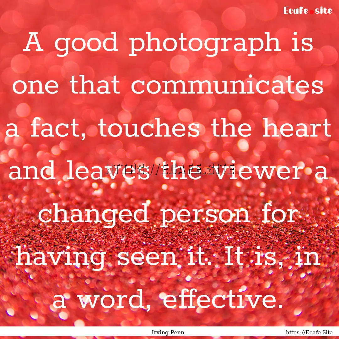 A good photograph is one that communicates.... : Quote by Irving Penn