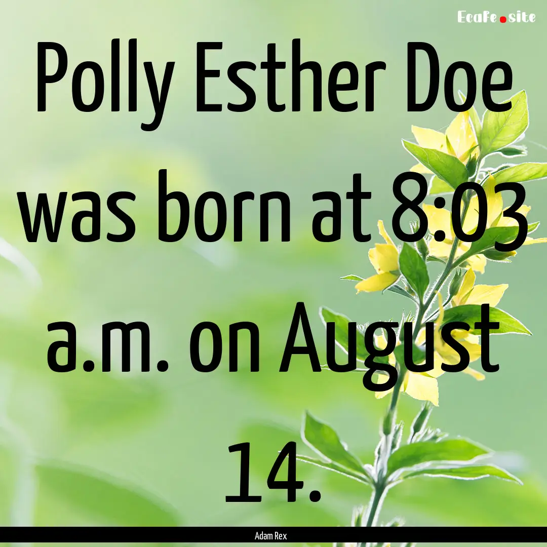 Polly Esther Doe was born at 8:03 a.m. on.... : Quote by Adam Rex