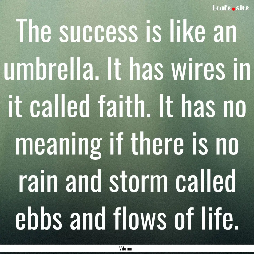 The success is like an umbrella. It has wires.... : Quote by Vikrmn