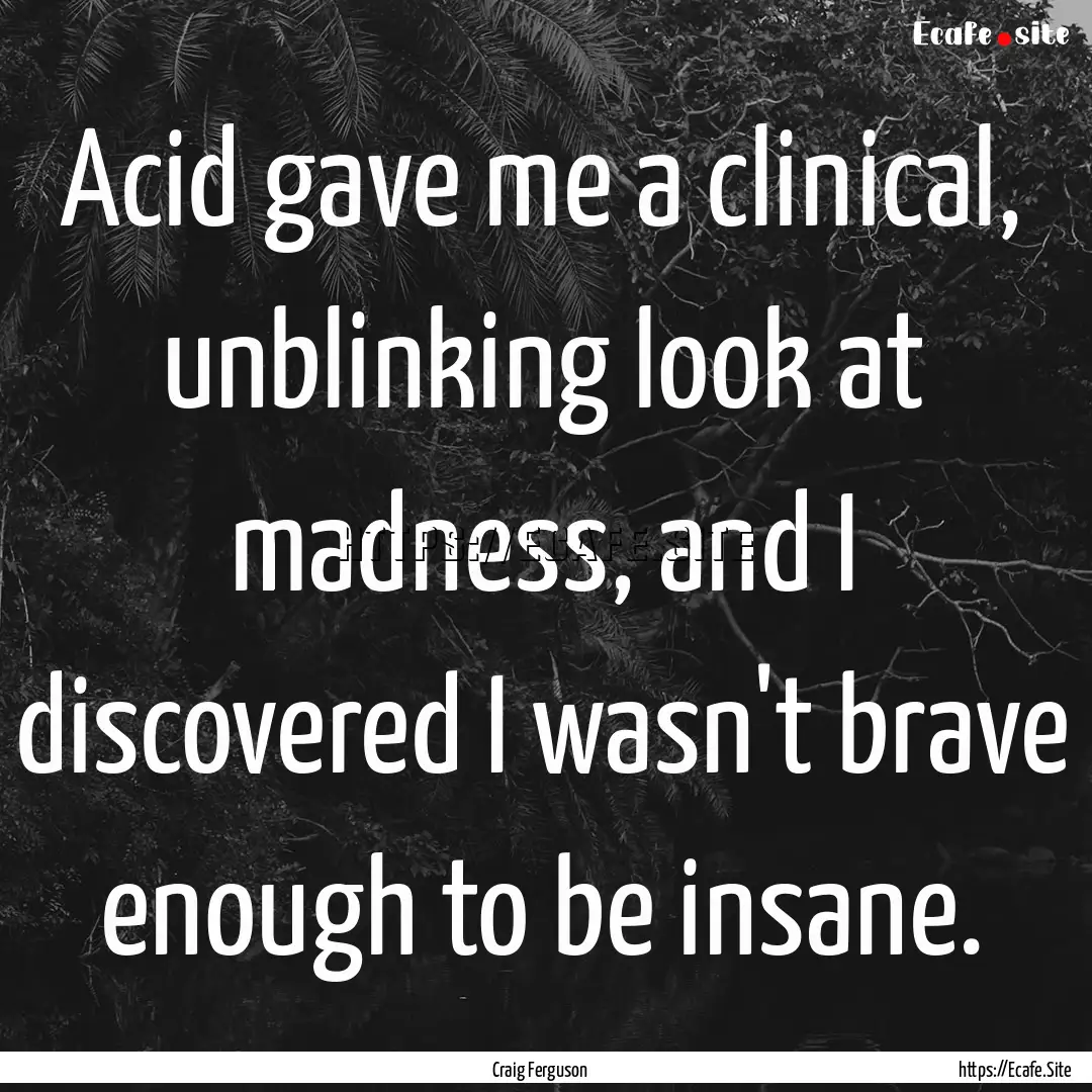 Acid gave me a clinical, unblinking look.... : Quote by Craig Ferguson