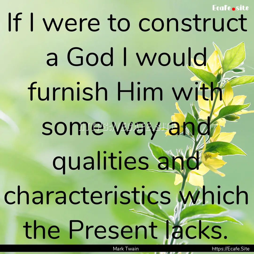 If I were to construct a God I would furnish.... : Quote by Mark Twain