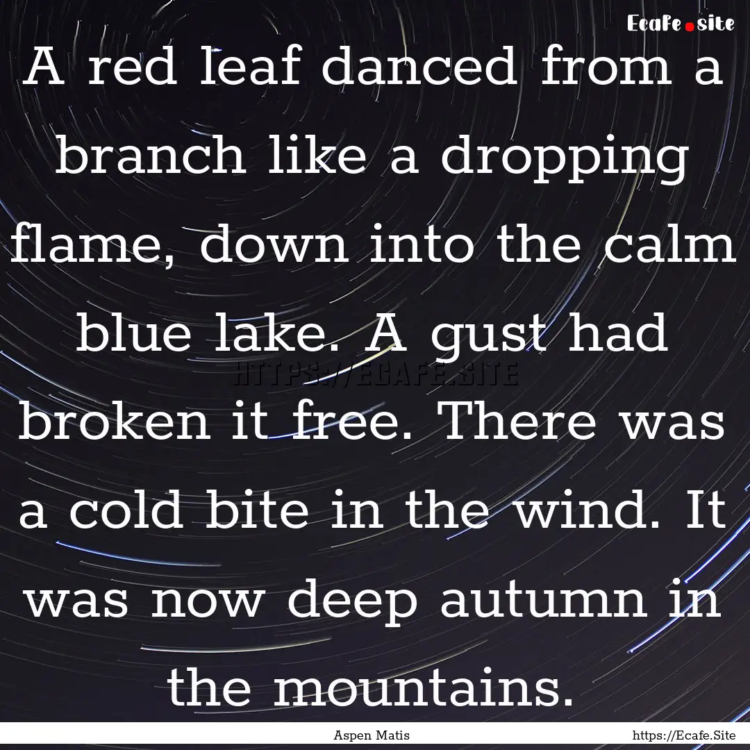 A red leaf danced from a branch like a dropping.... : Quote by Aspen Matis