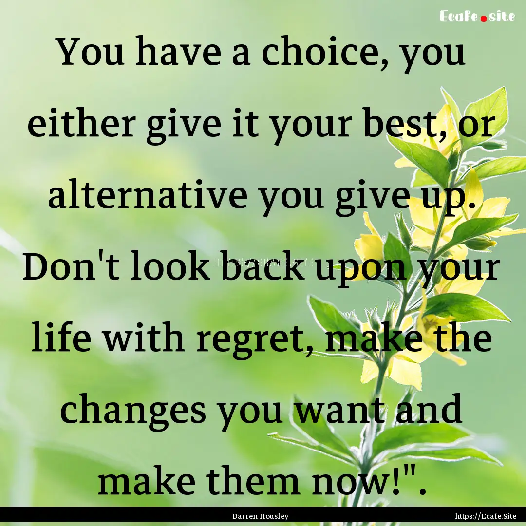 You have a choice, you either give it your.... : Quote by Darren Housley