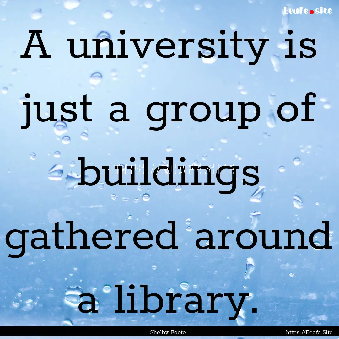 A university is just a group of buildings.... : Quote by Shelby Foote