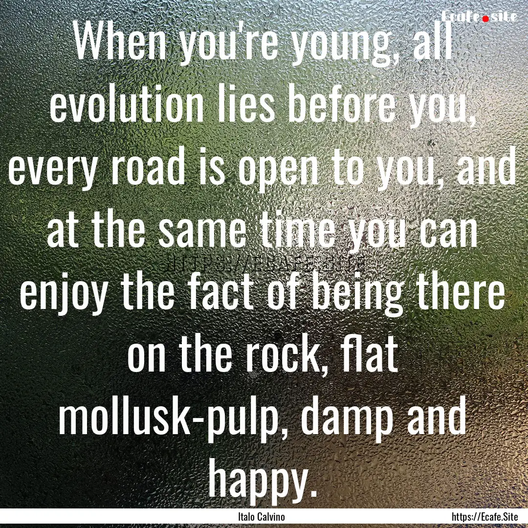 When you're young, all evolution lies before.... : Quote by Italo Calvino