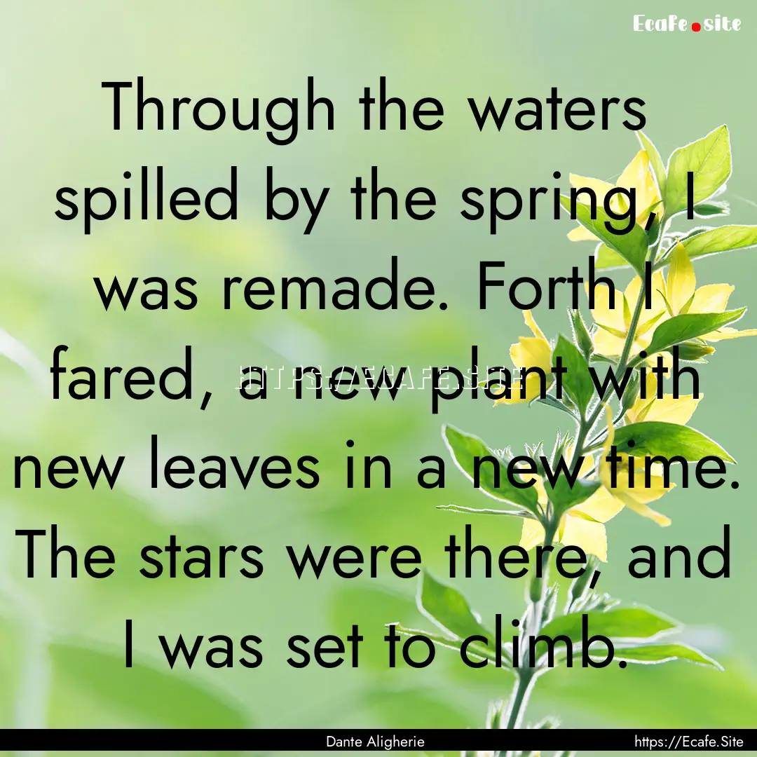 Through the waters spilled by the spring,.... : Quote by Dante Aligherie