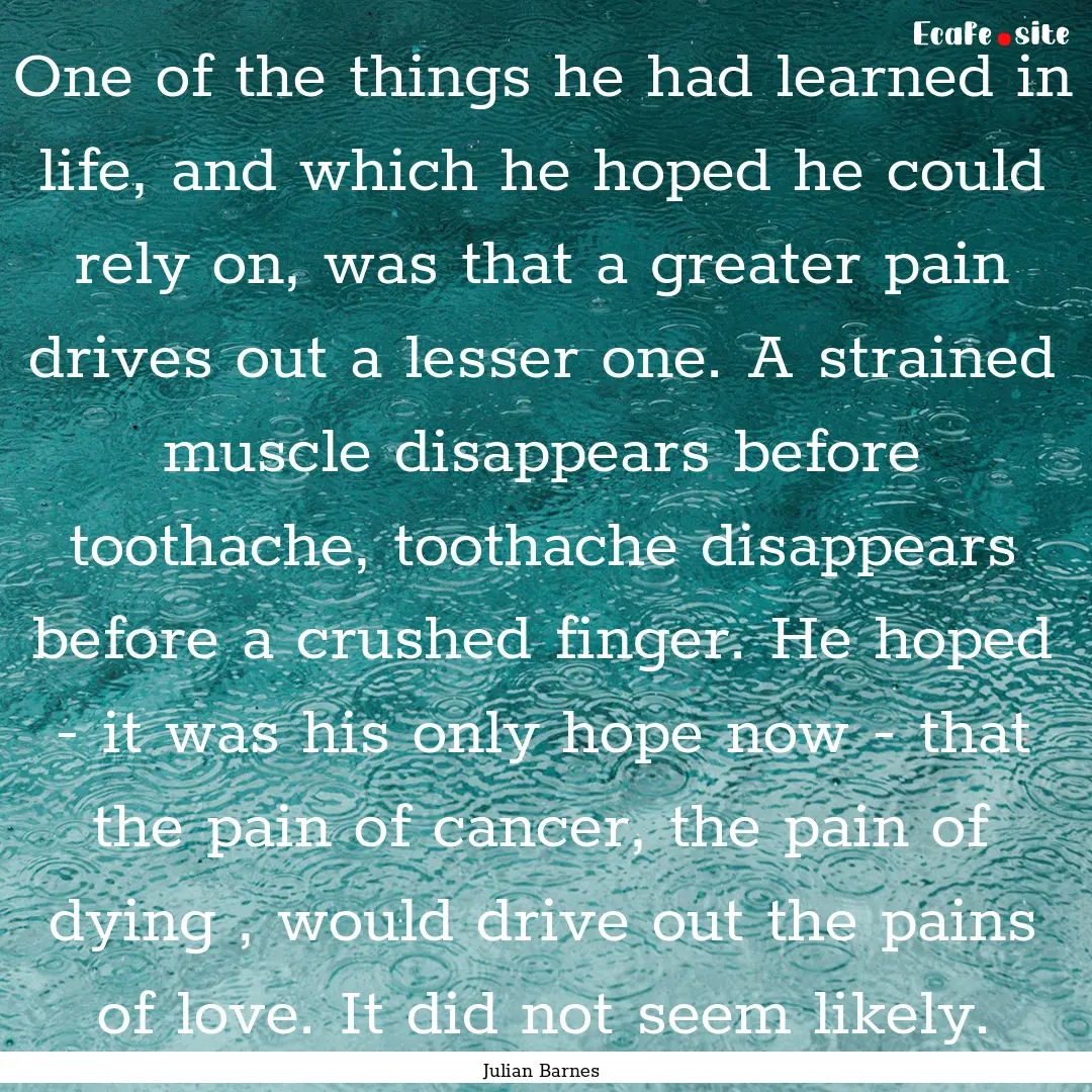 One of the things he had learned in life,.... : Quote by Julian Barnes