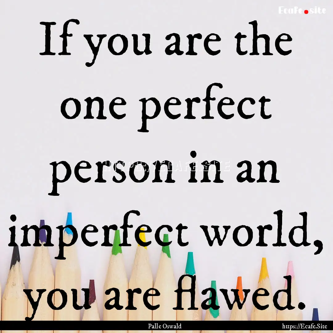 If you are the one perfect person in an imperfect.... : Quote by Palle Oswald