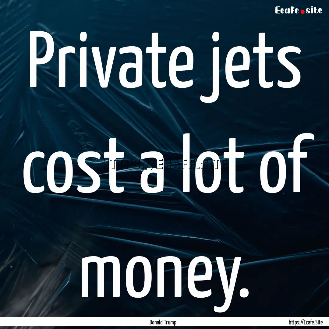 Private jets cost a lot of money. : Quote by Donald Trump