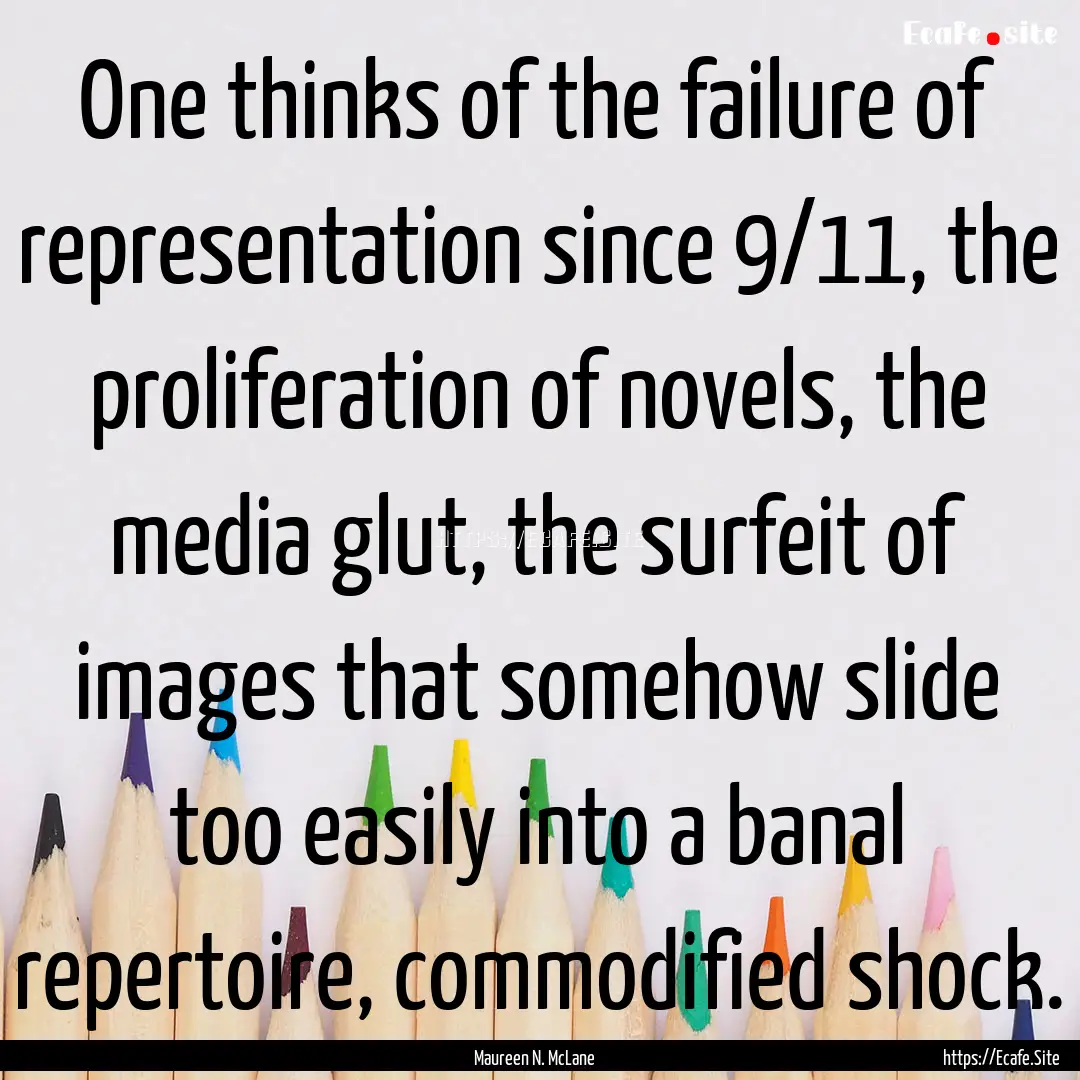 One thinks of the failure of representation.... : Quote by Maureen N. McLane