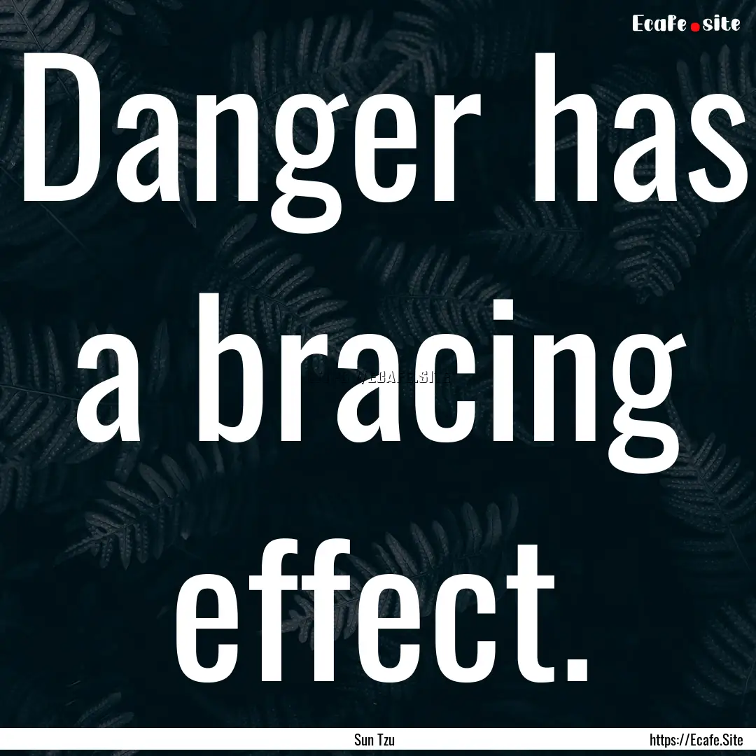 Danger has a bracing effect. : Quote by Sun Tzu