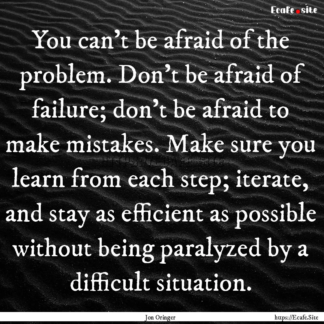 You can't be afraid of the problem. Don't.... : Quote by Jon Oringer