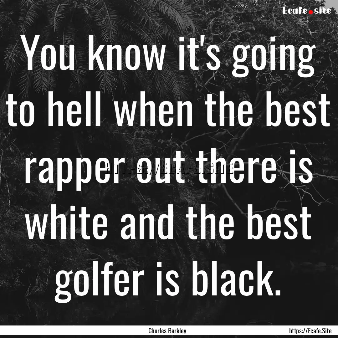 You know it's going to hell when the best.... : Quote by Charles Barkley