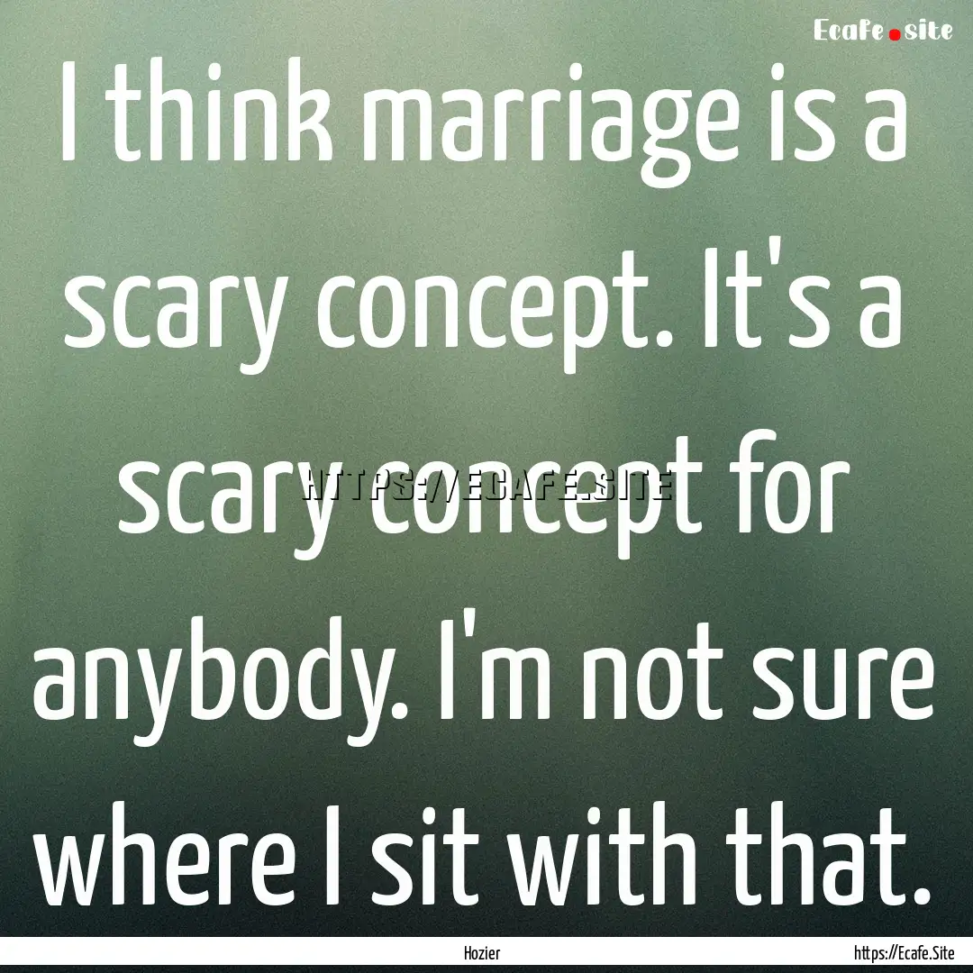 I think marriage is a scary concept. It's.... : Quote by Hozier