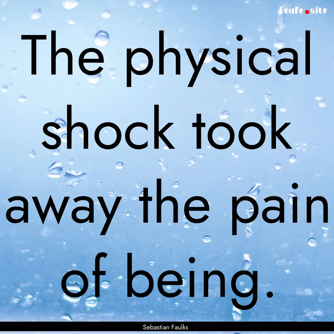 The physical shock took away the pain of.... : Quote by Sebastian Faulks