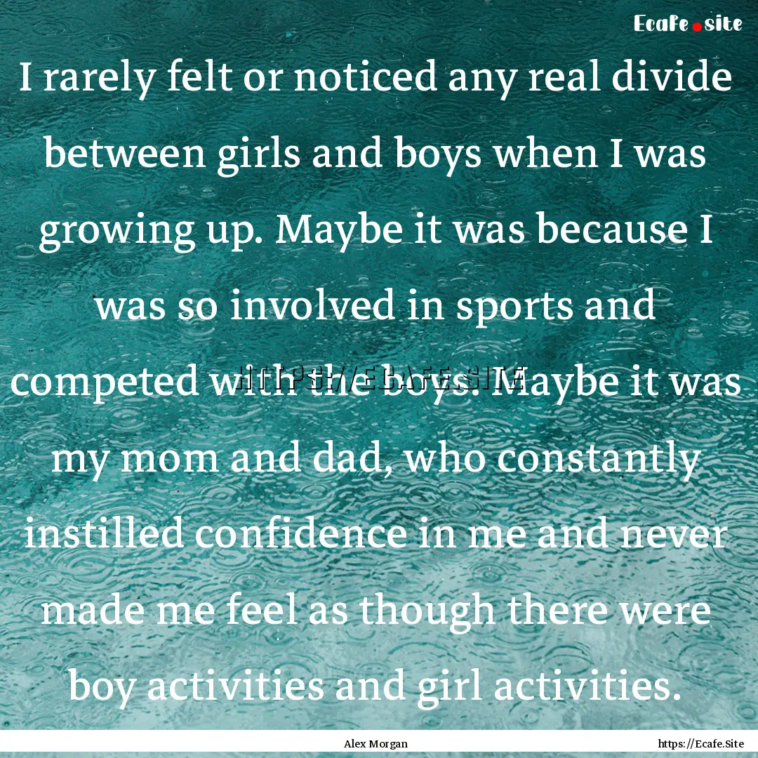 I rarely felt or noticed any real divide.... : Quote by Alex Morgan