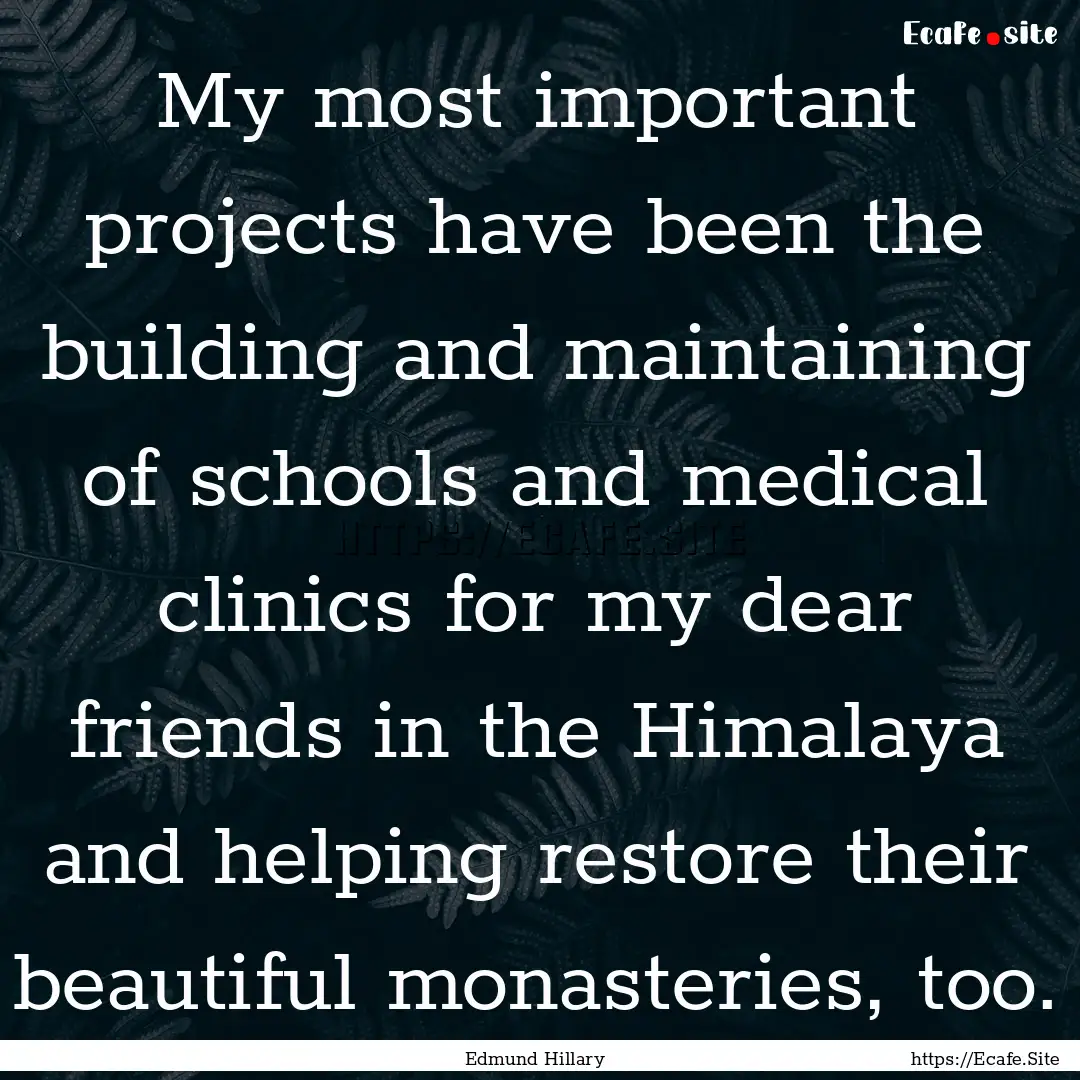 My most important projects have been the.... : Quote by Edmund Hillary