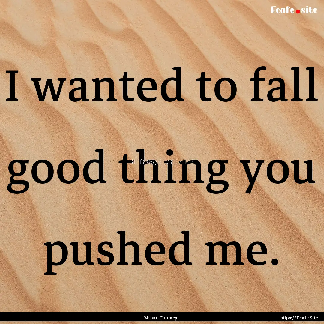 I wanted to fall good thing you pushed me..... : Quote by Mihail Drumeş