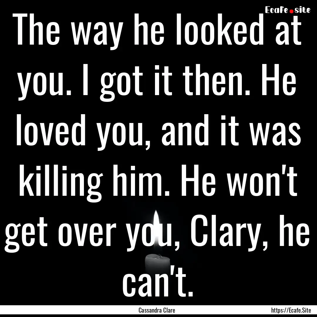 The way he looked at you. I got it then..... : Quote by Cassandra Clare