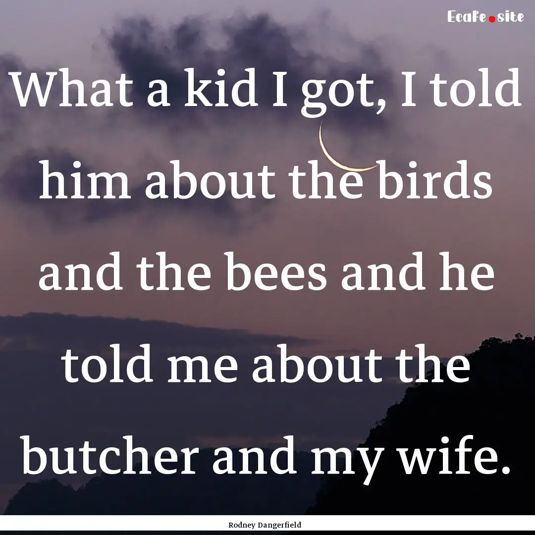 What a kid I got, I told him about the birds.... : Quote by Rodney Dangerfield