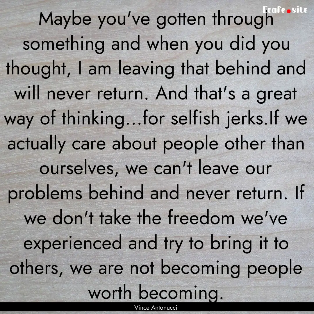 Maybe you've gotten through something and.... : Quote by Vince Antonucci