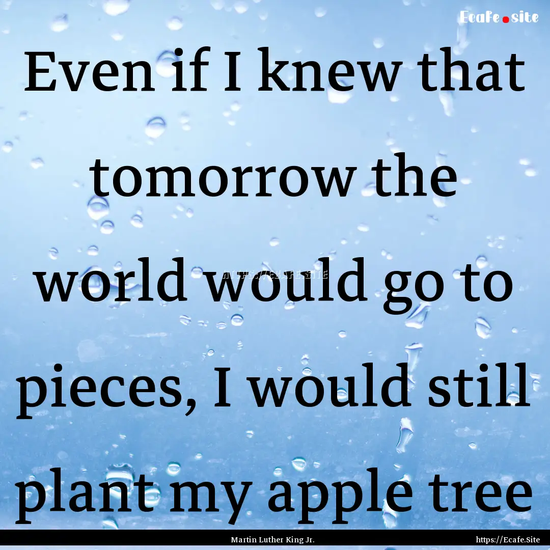 Even if I knew that tomorrow the world would.... : Quote by Martin Luther King Jr.