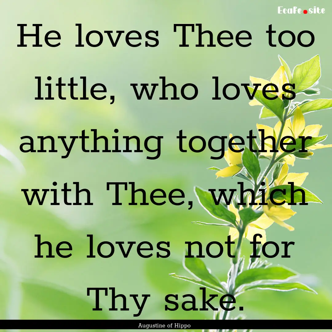 He loves Thee too little, who loves anything.... : Quote by Augustine of Hippo