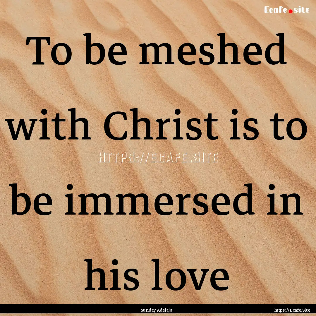 To be meshed with Christ is to be immersed.... : Quote by Sunday Adelaja