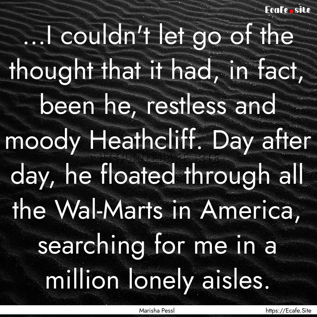 ...I couldn't let go of the thought that.... : Quote by Marisha Pessl