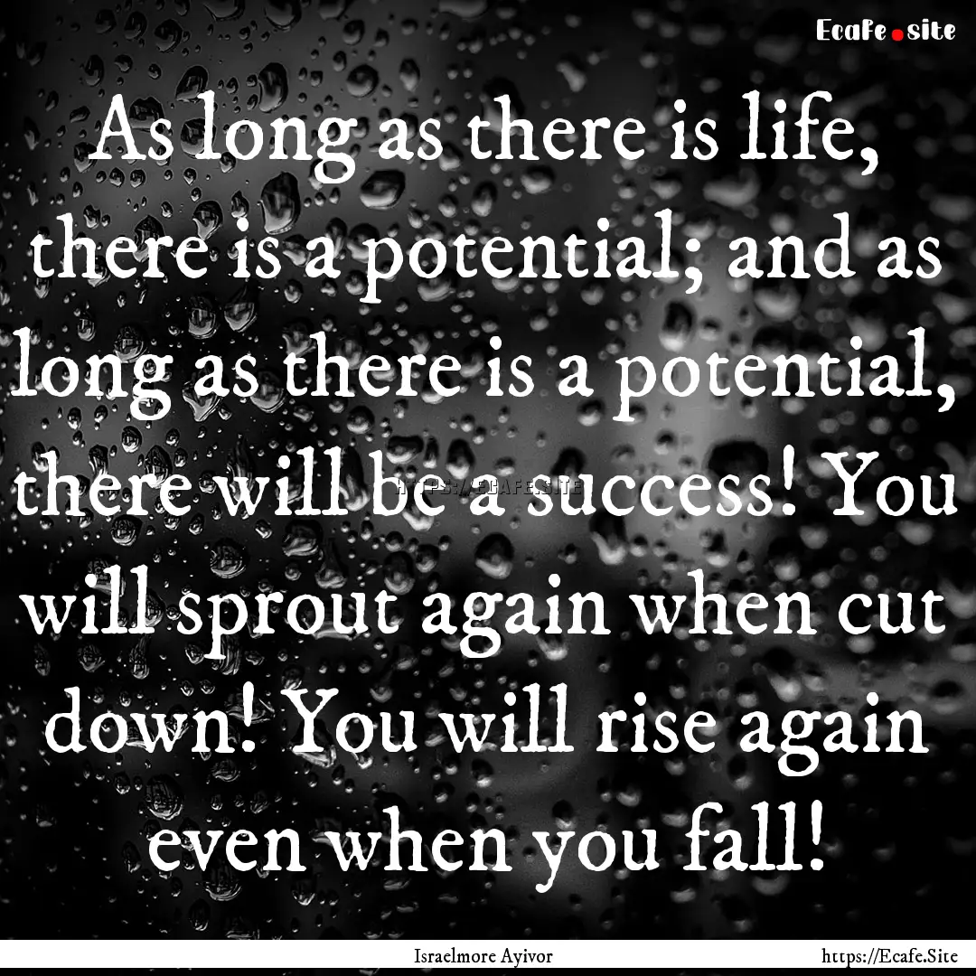 As long as there is life, there is a potential;.... : Quote by Israelmore Ayivor