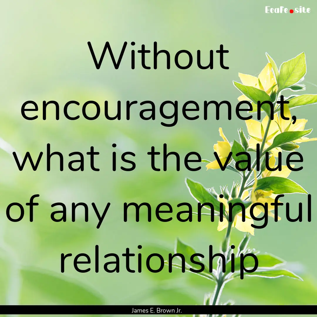 Without encouragement, what is the value.... : Quote by James E. Brown Jr.