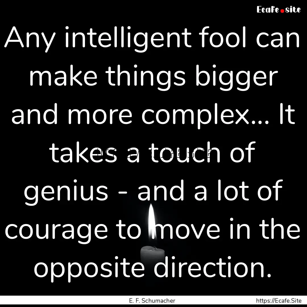 Any intelligent fool can make things bigger.... : Quote by E. F. Schumacher