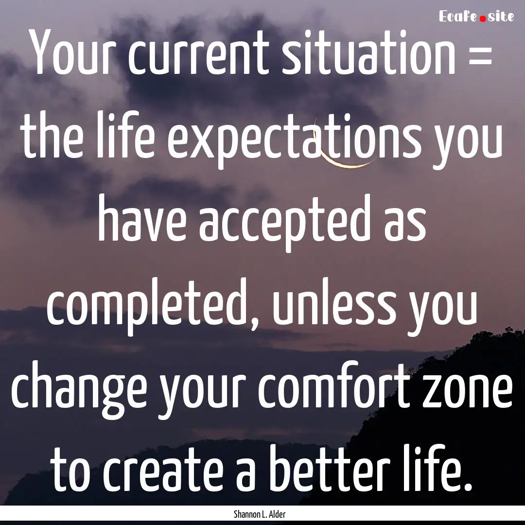 Your current situation = the life expectations.... : Quote by Shannon L. Alder