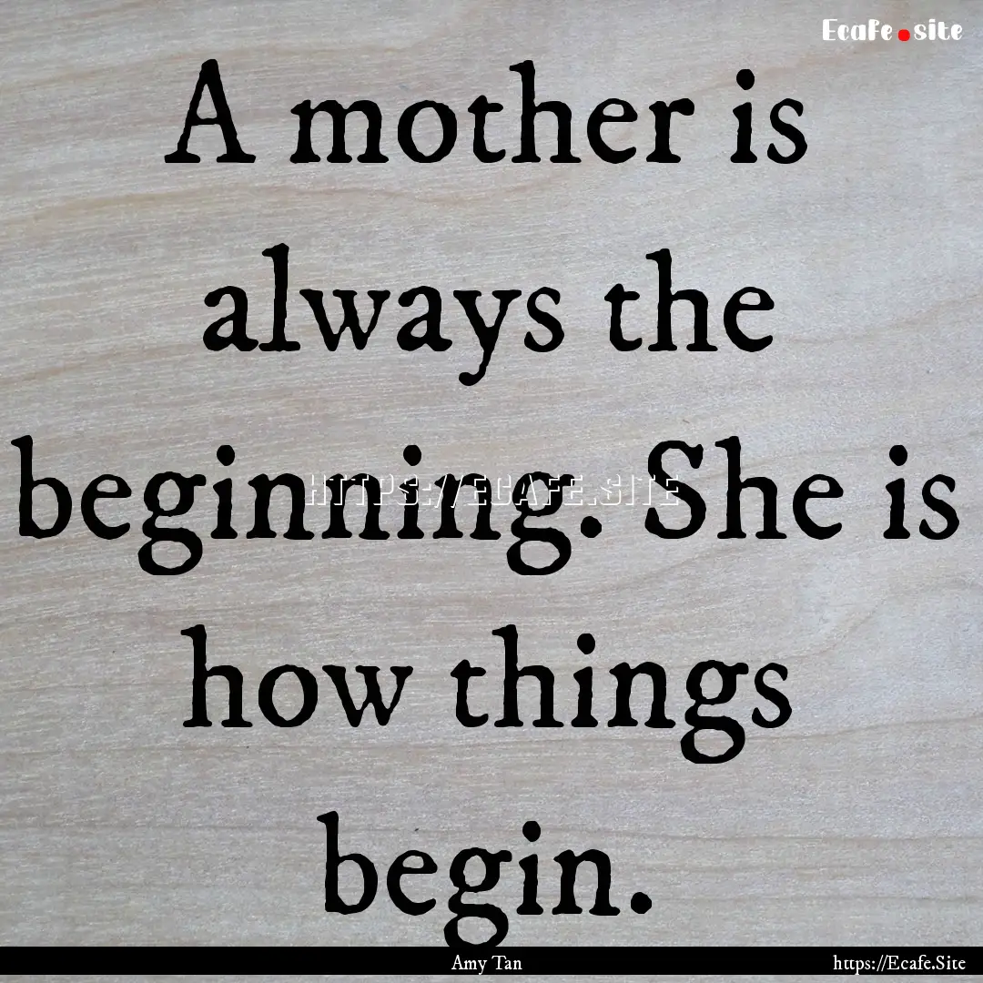 A mother is always the beginning. She is.... : Quote by Amy Tan