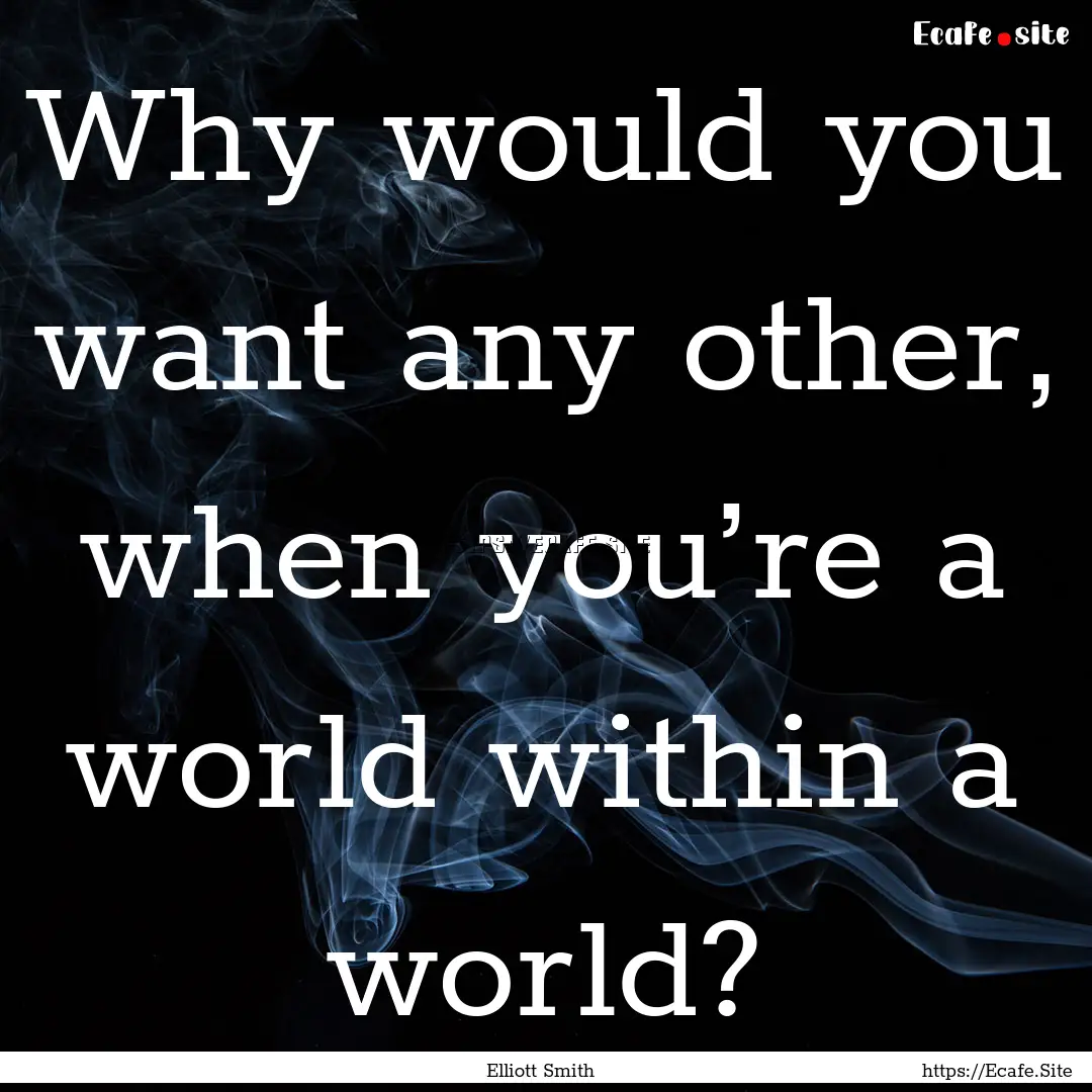 Why would you want any other, when you’re.... : Quote by Elliott Smith