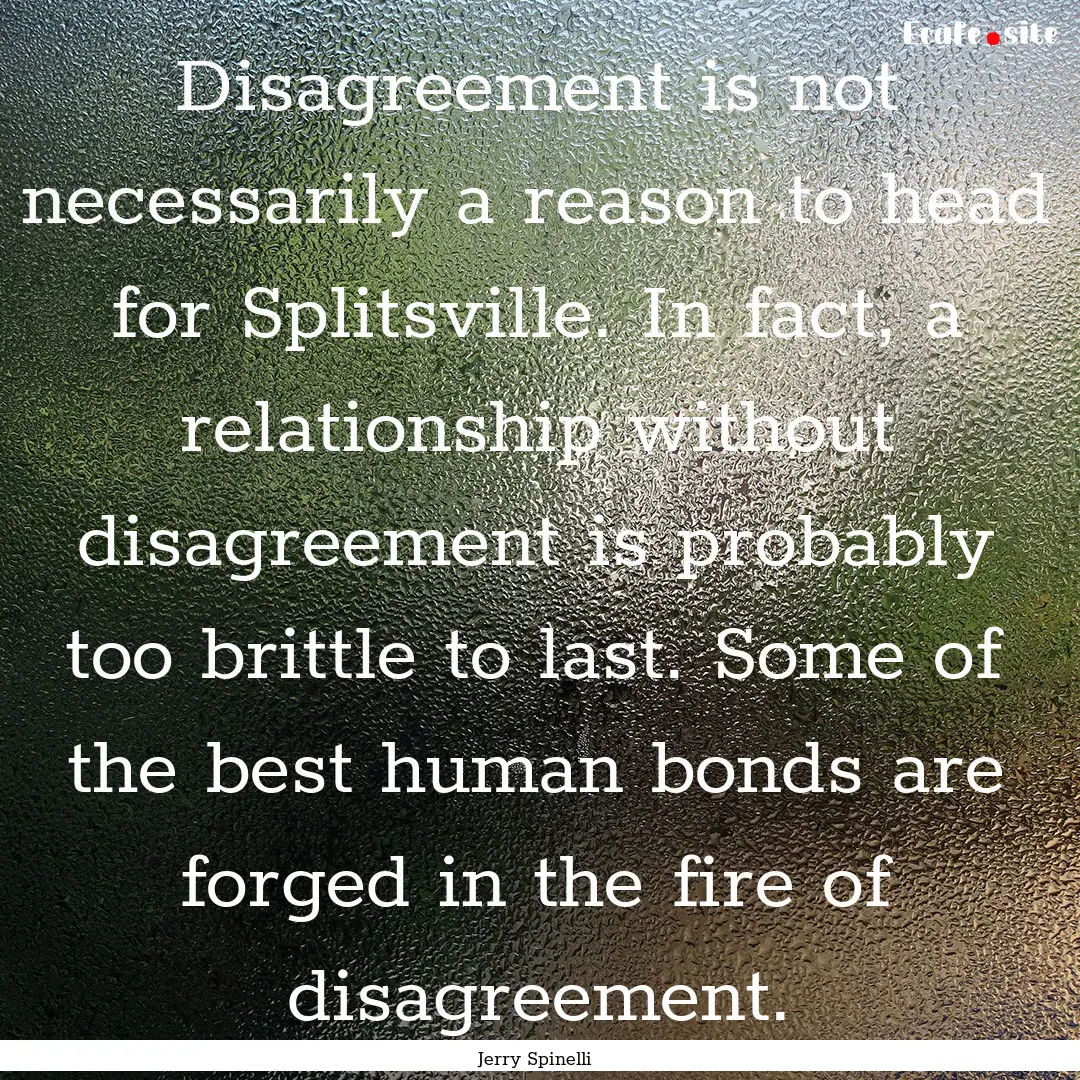 Disagreement is not necessarily a reason.... : Quote by Jerry Spinelli