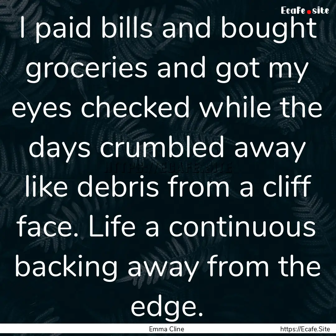 I paid bills and bought groceries and got.... : Quote by Emma Cline