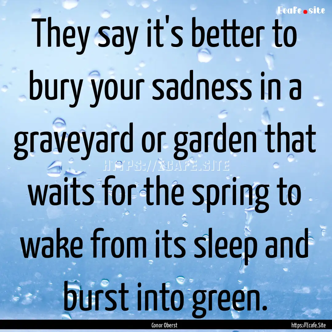 They say it's better to bury your sadness.... : Quote by Conor Oberst